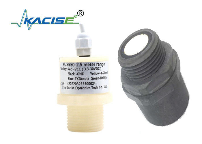 جهاز استشعار مستوى الموجات فوق الصوتية المقاومة للماء KUS550 PTFE مع إخراج RS485 ومدى القياس 3m