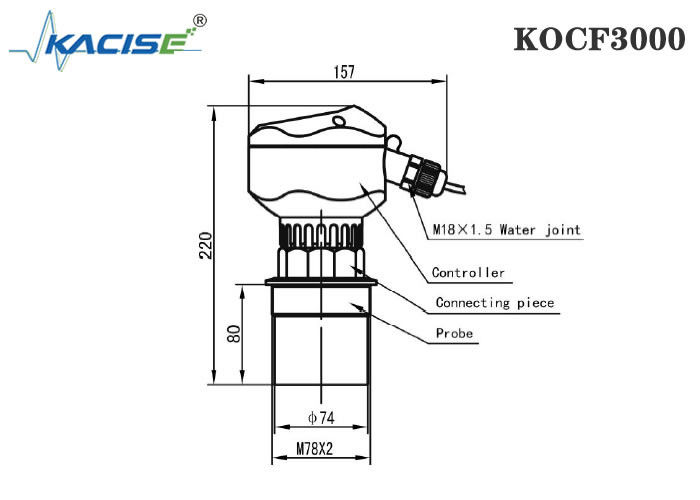 KOCF3000 مقياس تدفق القناة المفتوحة بالموجات فوق الصوتية بدقة قياس 0.5٪ واتصالات بروتوكول MODBUS لقياسات غير اتصالية