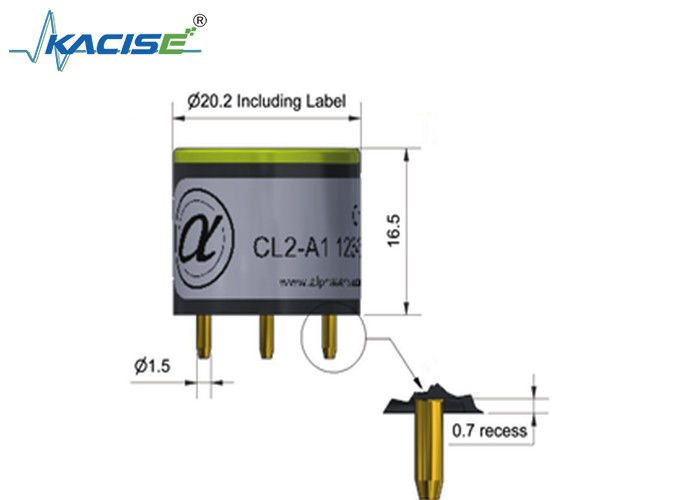CL2-A1 مستشعر الكلور - 3-الكترود مع 20 نطاق، ± 1.5 خطية و 50 حد الغاز الزائد.
