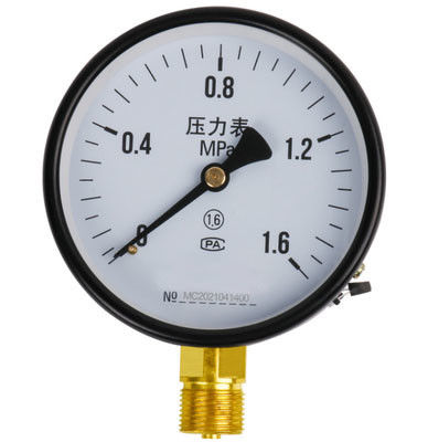 مقياس الضغط الصناعي KMC-Y100 - 100mm Dial ، M20 × 1.5 Radial Copper Connection ، قشرة حديدية