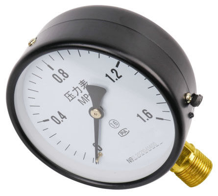 مقياس الضغط الصناعي KMC-Y100 - 100mm Dial ، M20 × 1.5 Radial Copper Connection ، قشرة حديدية