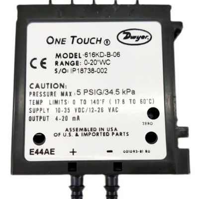 ناقل الضغط التفاضلي الدقيق Dwyer Series 616KD مع معايرة لمسة واحدة ومخرج 4-20 mA لدقة FS ± 0.25%